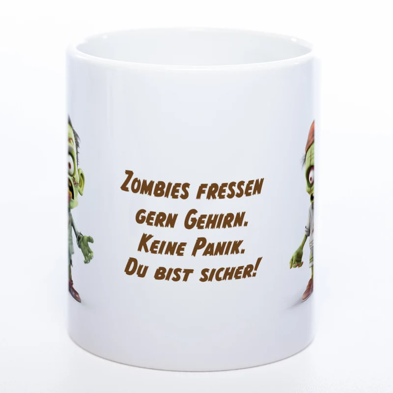 Zombie Tasse "Zombies fressen gern Gehirn..." - exclusive Kaffeetasse spülmaschinenfest