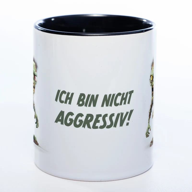 Zombie Tasse "Ich bin nicht aggressiv" - exclusive Kaffeetasse spülmaschinenfest