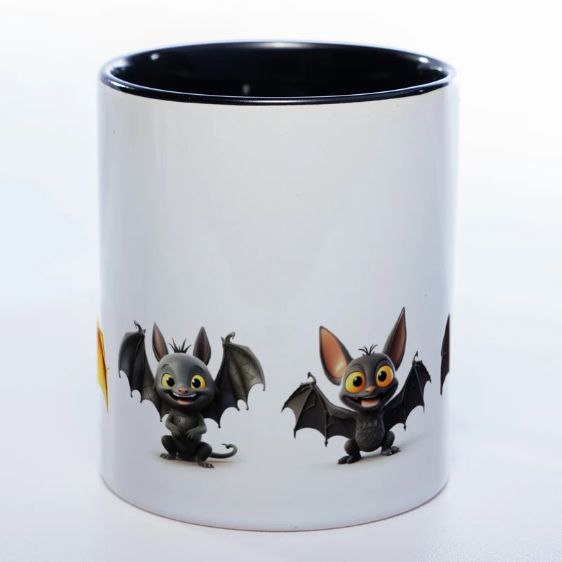 Motiv-Tasse mit süßen Fledermäusen - exclusive Kaffeetasse spülmaschinenfest