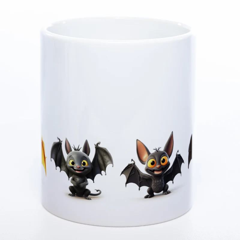 Motiv-Tasse mit süßen Fledermäusen - exclusive Kaffeetasse spülmaschinenfest