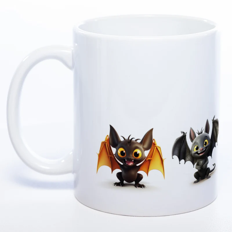 Motiv-Tasse mit süßen Fledermäusen - exclusive Kaffeetasse spülmaschinenfest