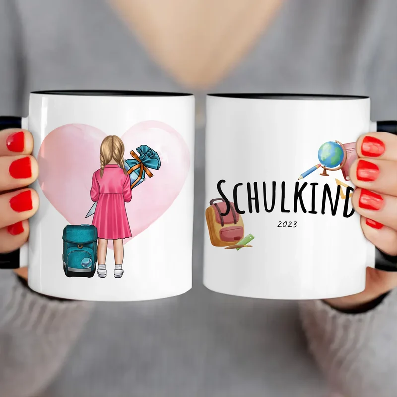 Personalisierte Tasse - Geschenk zur Einschulung (1 Mädchen)