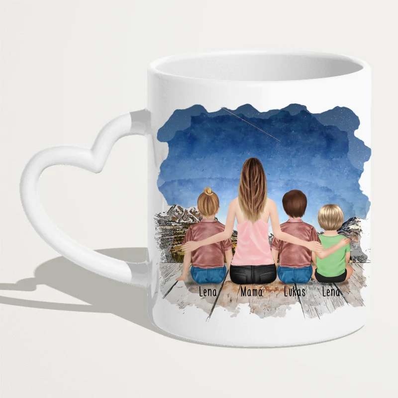 Personalisierte Tasse - 1 Frau + 2 Kinder + 1 Baby