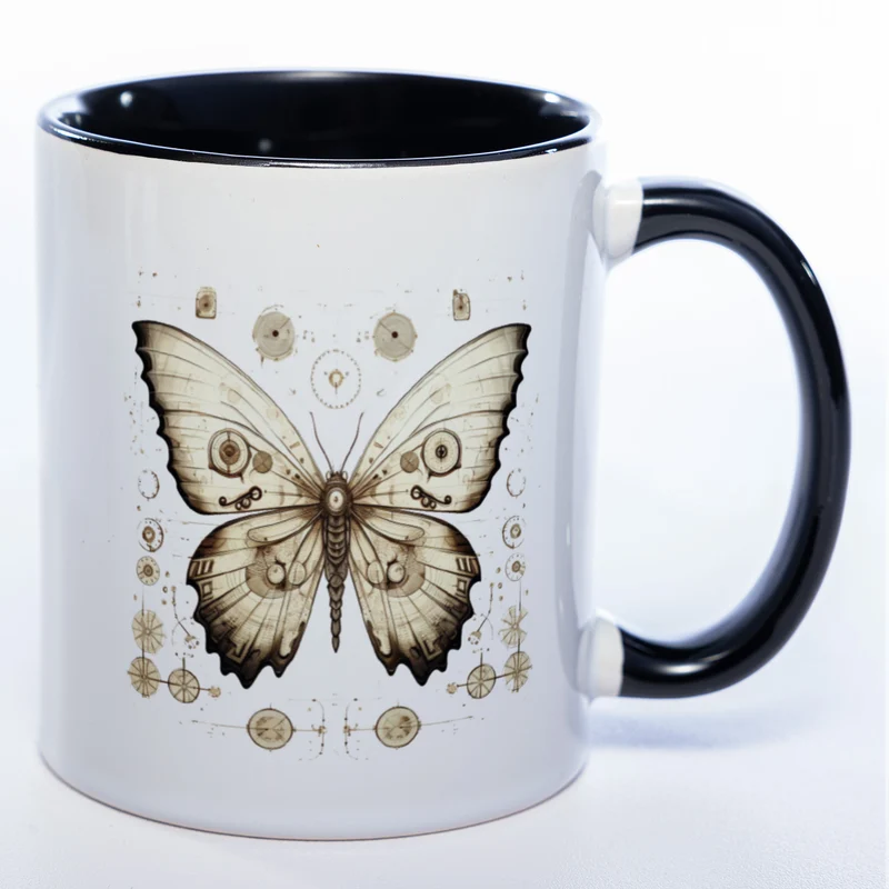 Tasse mit kunstvollem Schmetterling - Kaffeetasse spülmaschinenfest