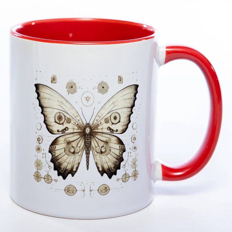 Tasse mit kunstvollem Schmetterling - Kaffeetasse spülmaschinenfest