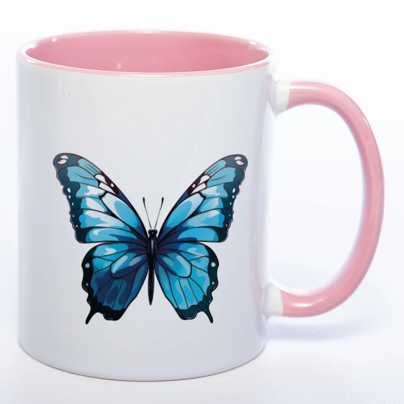 Spülmaschinenfeste Tasse mit blauem Schmetterling Motiv 3 - Kaffeetasse
