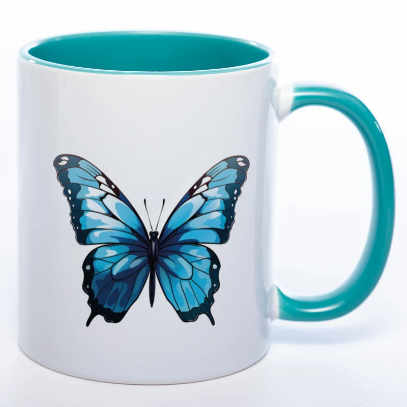 Spülmaschinenfeste Tasse mit blauem Schmetterling Motiv 3 - Kaffeetasse