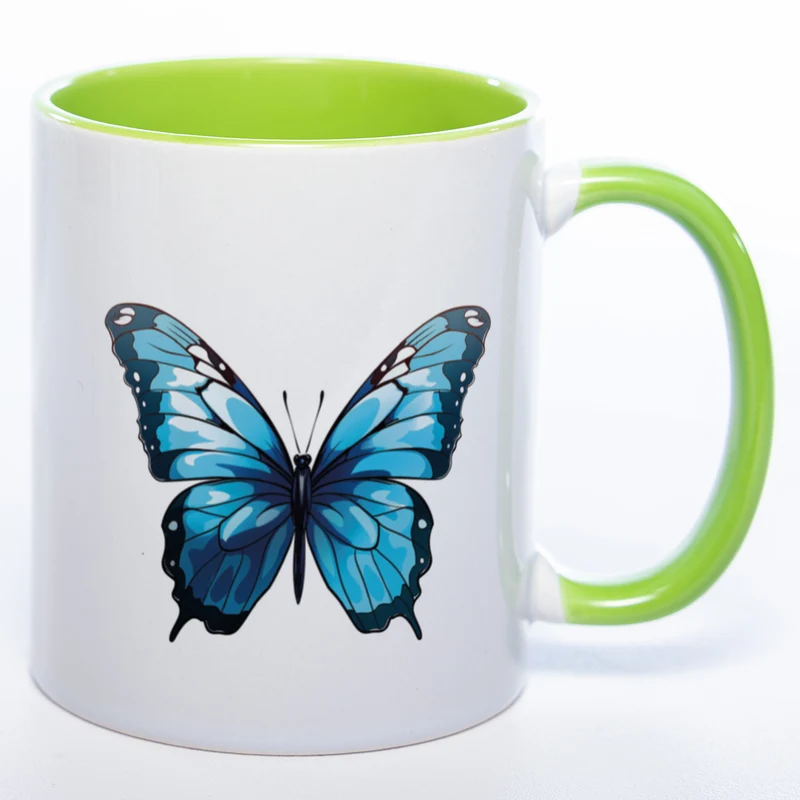 Spülmaschinenfeste Tasse mit blauem Schmetterling Motiv 3 - Kaffeetasse