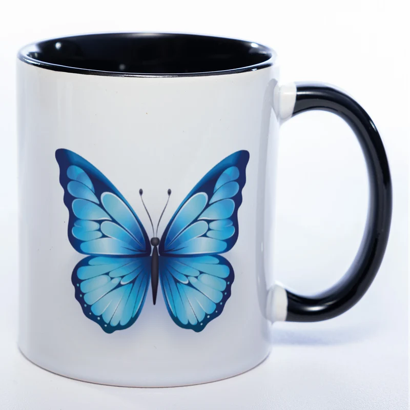 Spülmaschinenfeste Tasse mit blauem Schmetterling Motiv 2 - Kaffeetasse