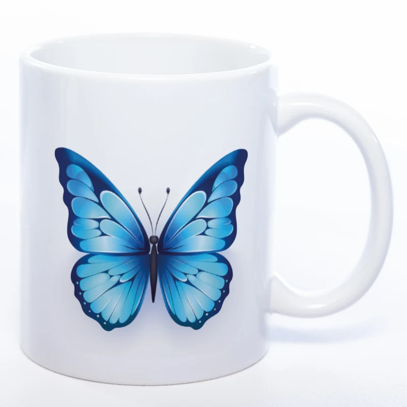 Spülmaschinenfeste Tasse mit blauem Schmetterling Motiv 2 - Kaffeetasse