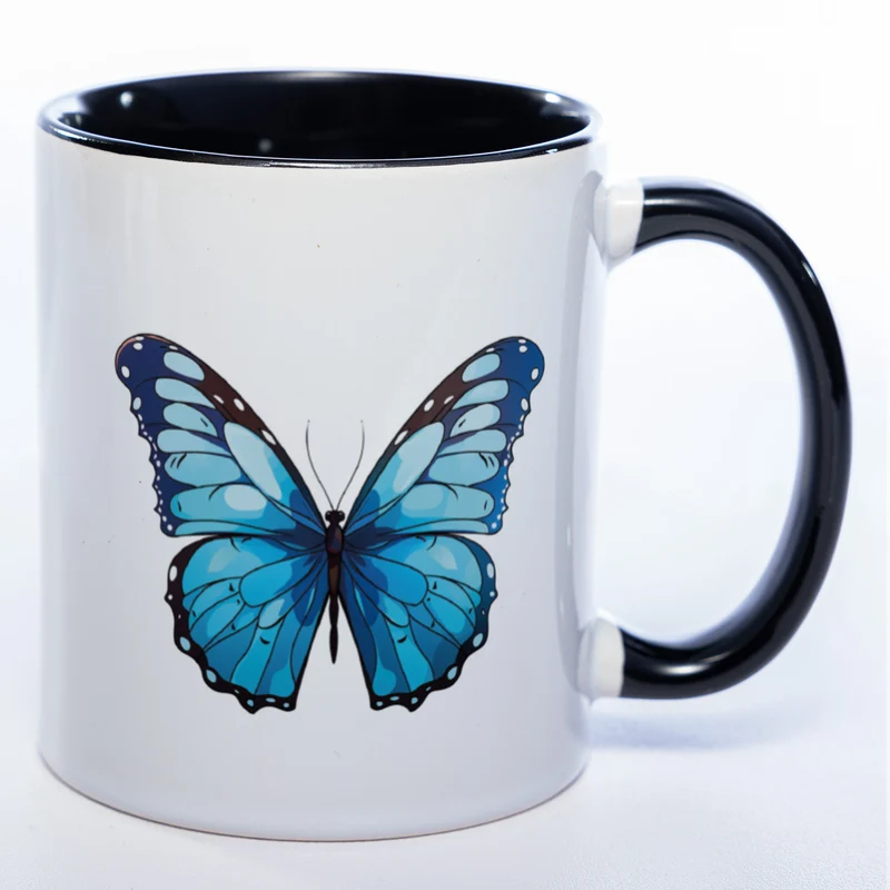 Spülmaschinenfeste Tasse mit blauem Schmetterling - Kaffeetasse