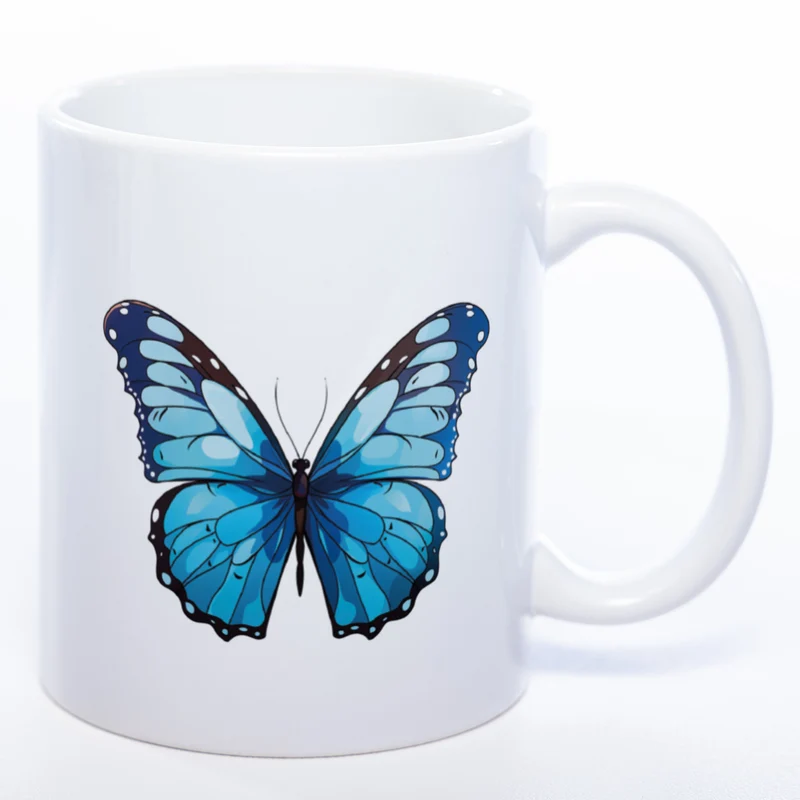Spülmaschinenfeste Tasse mit blauem Schmetterling - Kaffeetasse