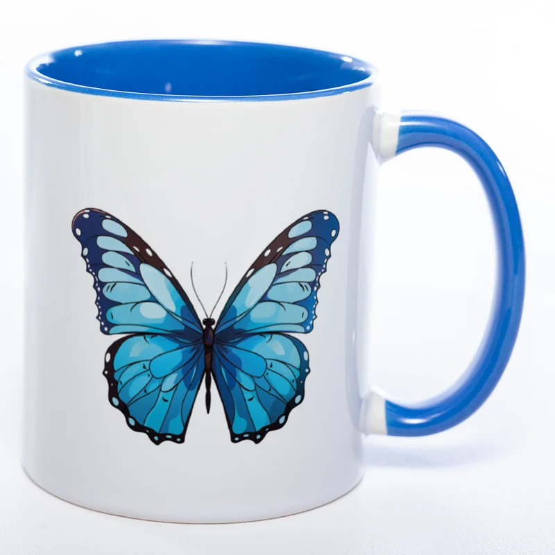 Spülmaschinenfeste Tasse mit blauem Schmetterling - Kaffeetasse