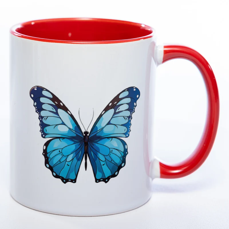 Spülmaschinenfeste Tasse mit blauem Schmetterling - Kaffeetasse