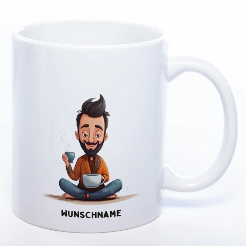 Motiv-Tasse Yoga Balance-Buddie mit Wunschnamen - Teetasse StickyWorld Exclusive spülmaschinenfest