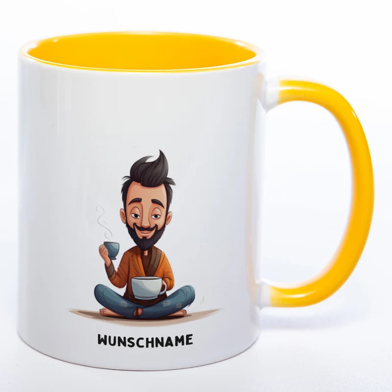 Motiv-Tasse Yoga Balance-Buddie mit Wunschnamen - Teetasse StickyWorld Exclusive spülmaschinenfest