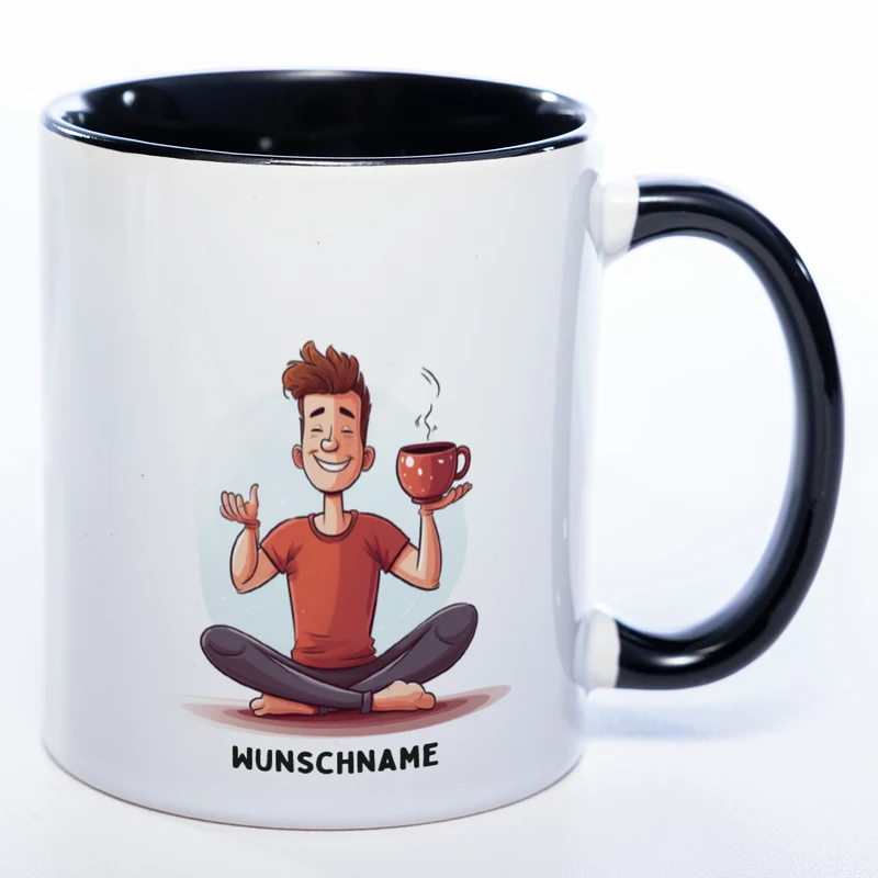 Motiv-Tasse Yoga Tee-Meditator mit Wunschnamen - Teetasse StickyWorld Exclusive spüülmaschinenfest