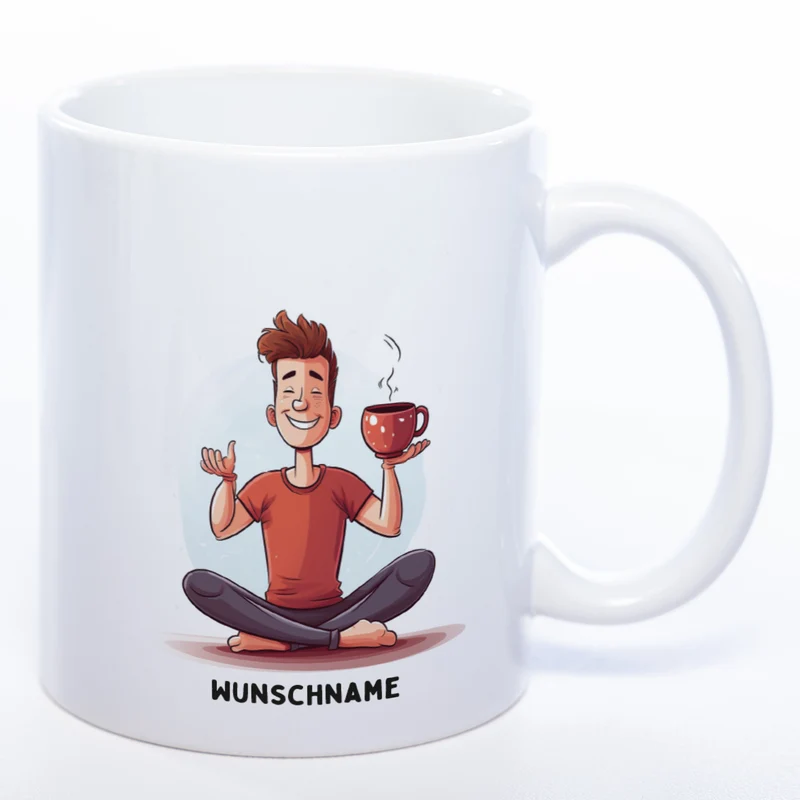 Motiv-Tasse Yoga Tee-Meditator mit Wunschnamen - Teetasse StickyWorld Exclusive spüülmaschinenfest