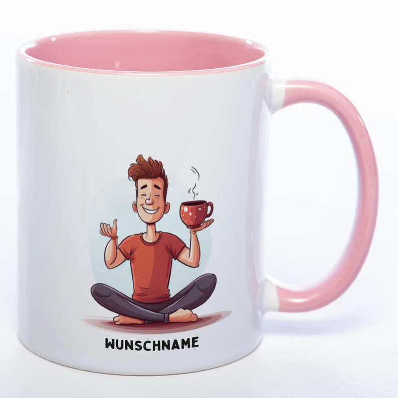 Motiv-Tasse Yoga Tee-Meditator mit Wunschnamen - Teetasse StickyWorld Exclusive spüülmaschinenfest