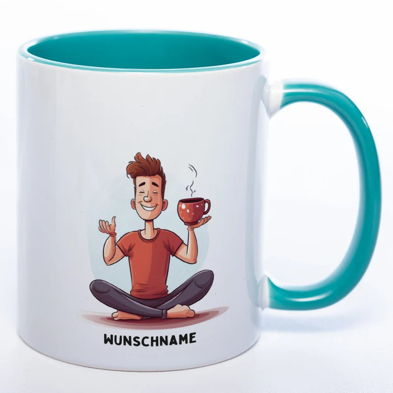 Motiv-Tasse Yoga Tee-Meditator mit Wunschnamen - Teetasse StickyWorld Exclusive spüülmaschinenfest