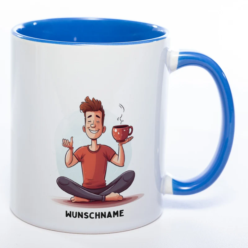 Motiv-Tasse Yoga Tee-Meditator mit Wunschnamen - Teetasse StickyWorld Exclusive spüülmaschinenfest