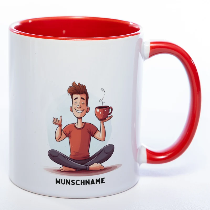 Motiv-Tasse Yoga Tee-Meditator mit Wunschnamen - Teetasse StickyWorld Exclusive spüülmaschinenfest