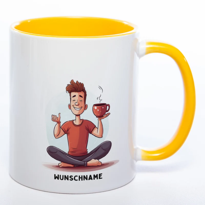 Motiv-Tasse Yoga Tee-Meditator mit Wunschnamen - Teetasse StickyWorld Exclusive spüülmaschinenfest