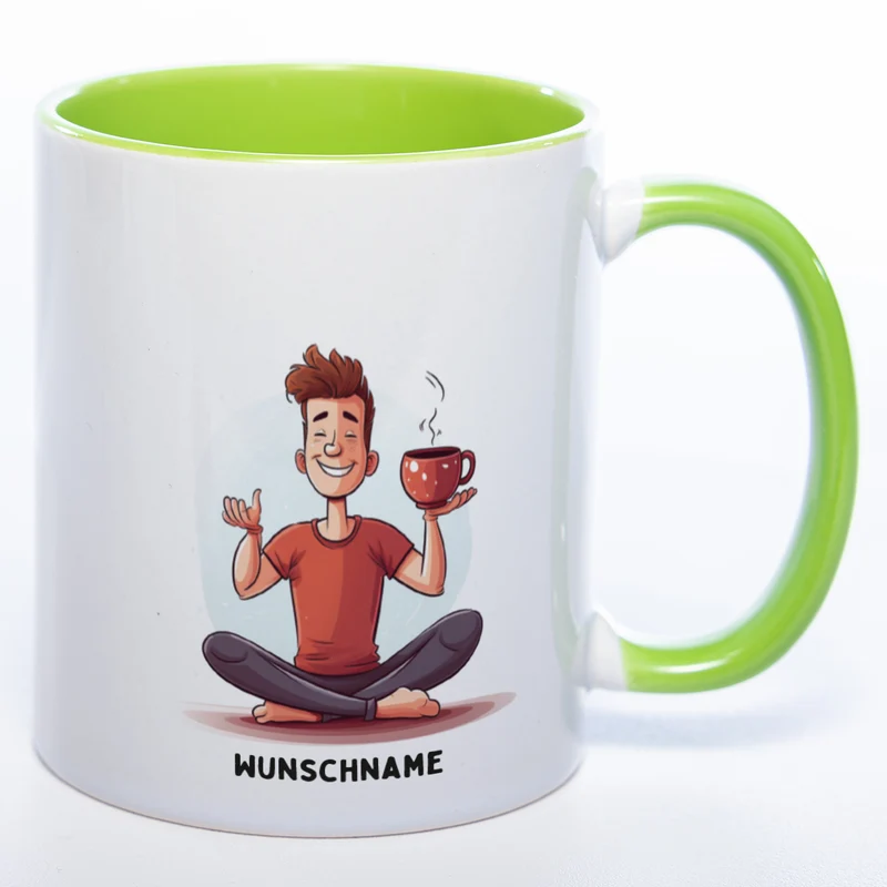 Motiv-Tasse Yoga Tee-Meditator mit Wunschnamen - Teetasse StickyWorld Exclusive spüülmaschinenfest