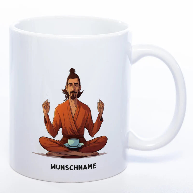 Motiv-Tasse Yogamann mit Wunschnamen - Teetasse StickyWorld Exclusive spülmaschinenfest