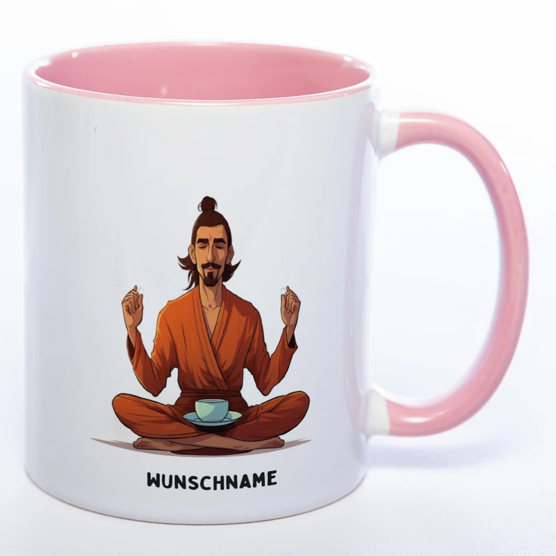 Motiv-Tasse Yogamann mit Wunschnamen - Teetasse StickyWorld Exclusive spülmaschinenfest