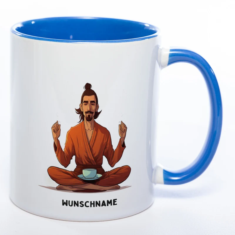 Motiv-Tasse Yogamann mit Wunschnamen - Teetasse StickyWorld Exclusive spülmaschinenfest