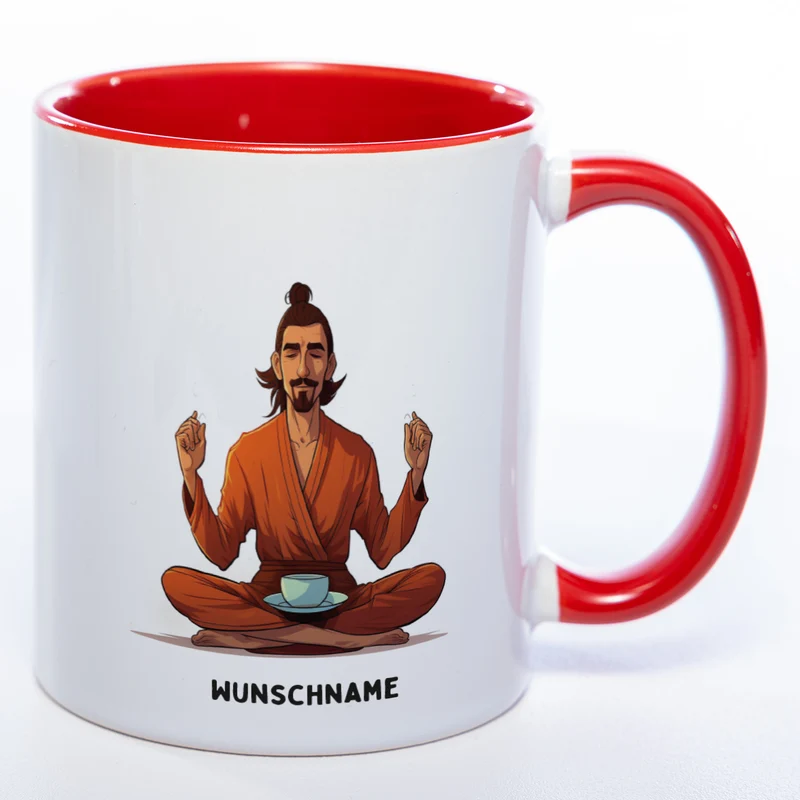 Motiv-Tasse Yogamann mit Wunschnamen - Teetasse StickyWorld Exclusive spülmaschinenfest