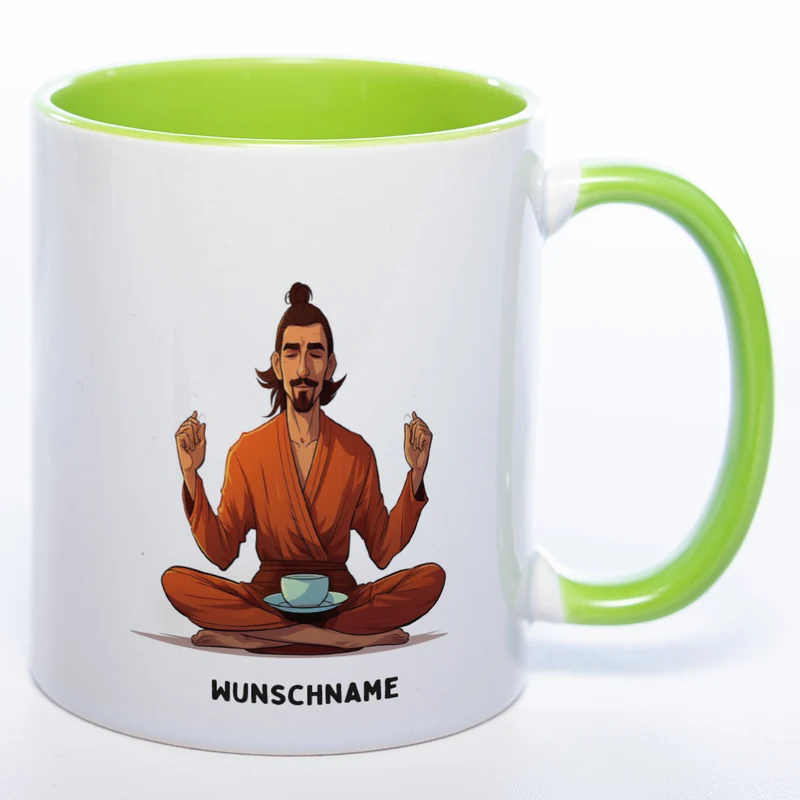 Motiv-Tasse Yogamann mit Wunschnamen - Teetasse StickyWorld Exclusive spülmaschinenfest