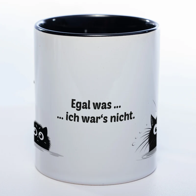 Egal was ... ich wars nicht - spülmaschinenfeste Katzen Motiv-Tasse - süße Kaffeetasse in vielen Farben