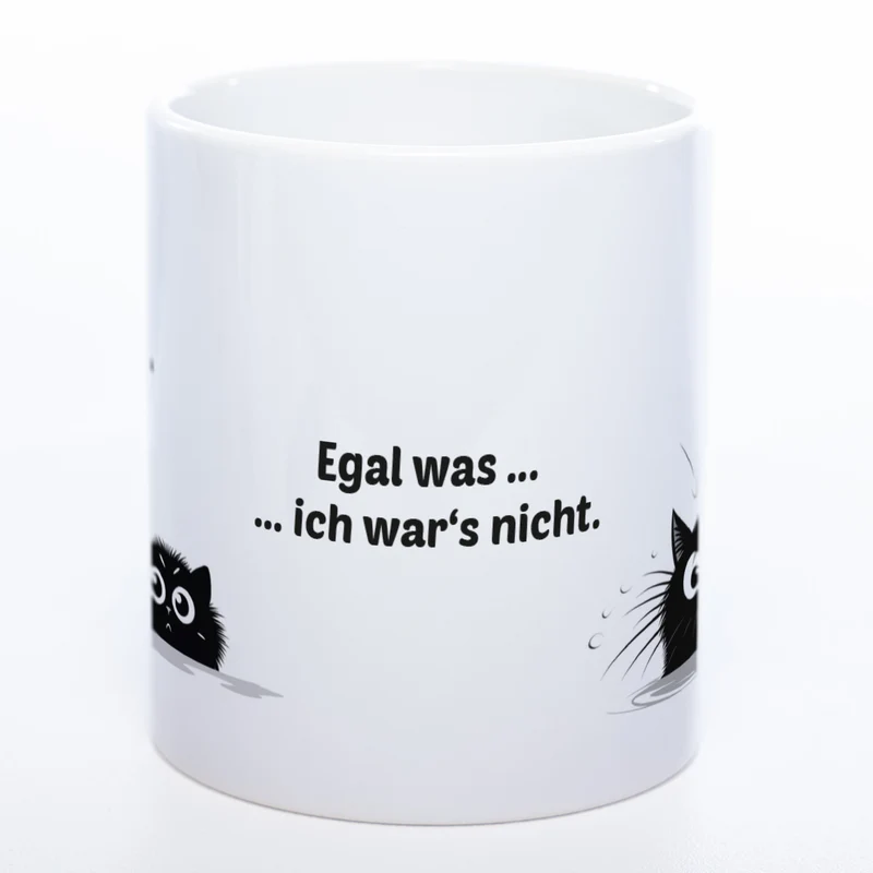 Egal was ... ich wars nicht - spülmaschinenfeste Katzen Motiv-Tasse - süße Kaffeetasse in vielen Farben
