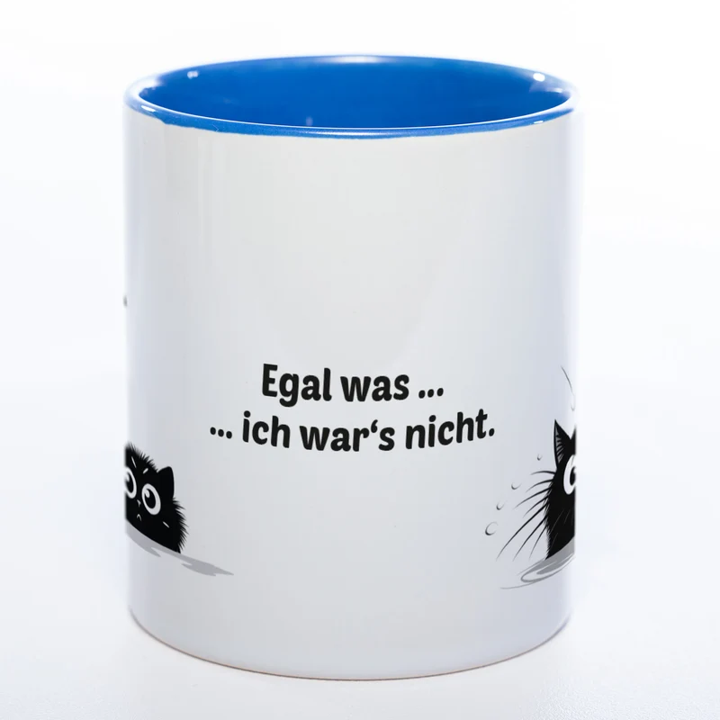 Egal was ... ich wars nicht - spülmaschinenfeste Katzen Motiv-Tasse - süße Kaffeetasse in vielen Farben