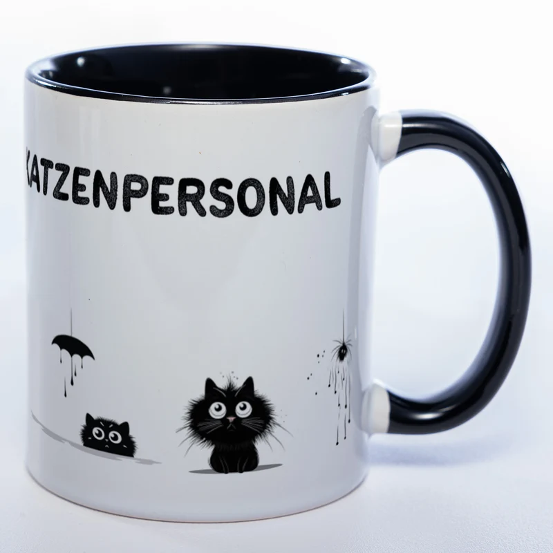 Trinknapf für Katzenpersonal - spülmaschinenfeste Motiv-Tasse - süße Kaffeetasse in vielen Farben