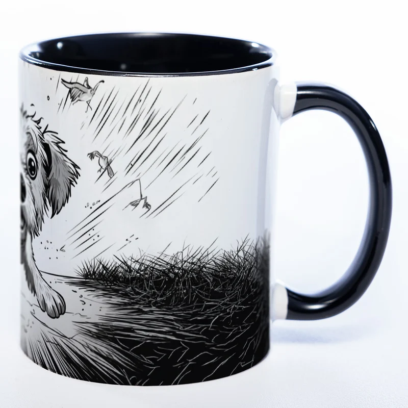 Motiv-Tasse mit Crazydog - exclusive Kaffeetasse - spülmaschinenfest
