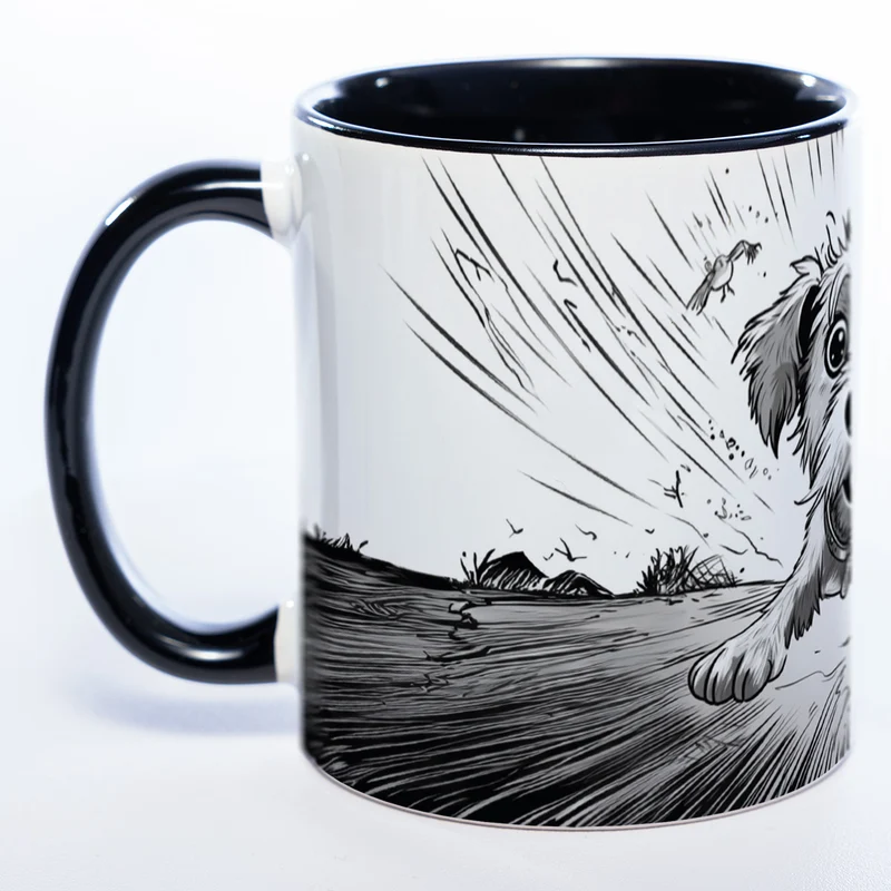 Motiv-Tasse mit Crazydog - exclusive Kaffeetasse - spülmaschinenfest