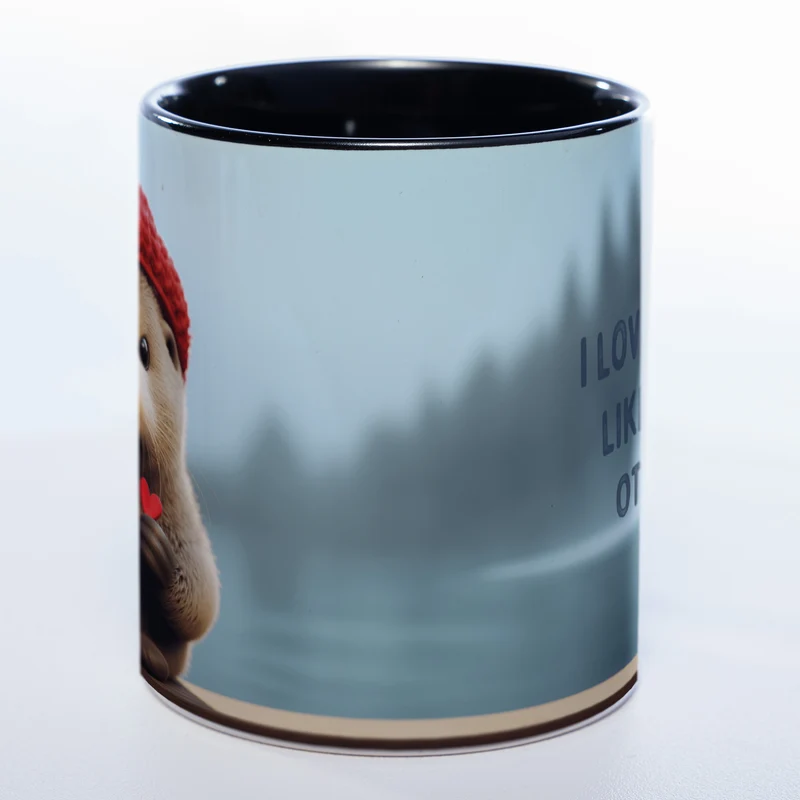 Spülmaschinenfeste Motiv-Tasse mit Otter Motiv 2 und 2 Liebessprüchen zur Auswahl - süße Kaffeetasse