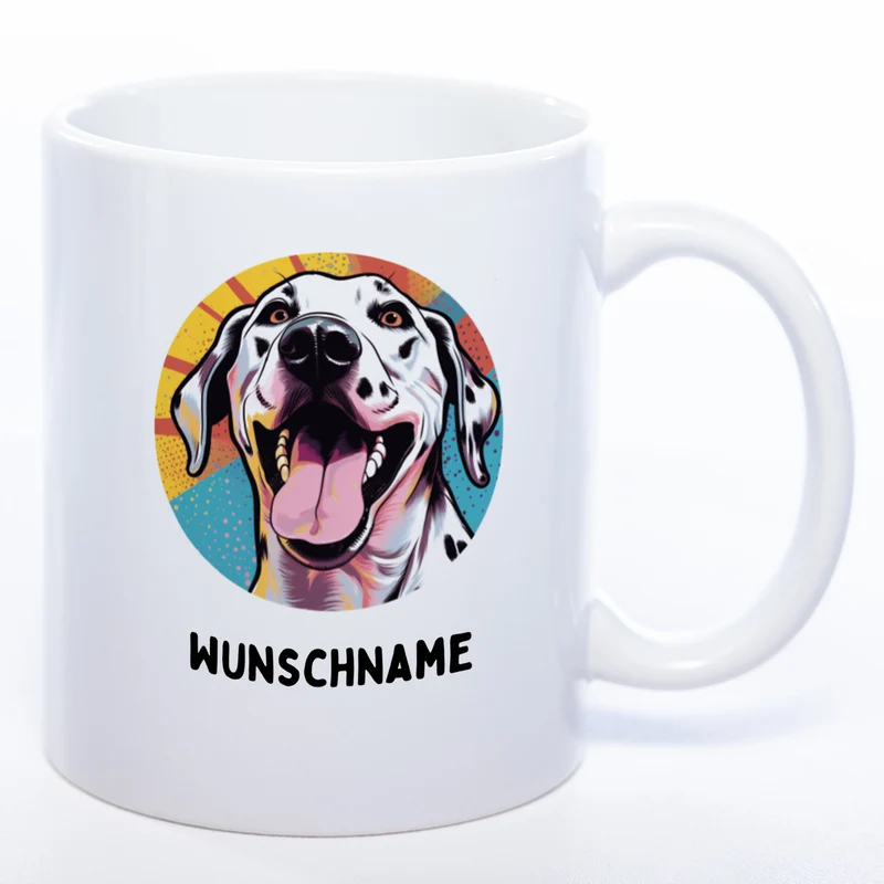 Mug Art Tasse mit Dalmatiner Motiv 2 & wahlweise mit NAME - Kaffeetasse StickyWorld Exclusive