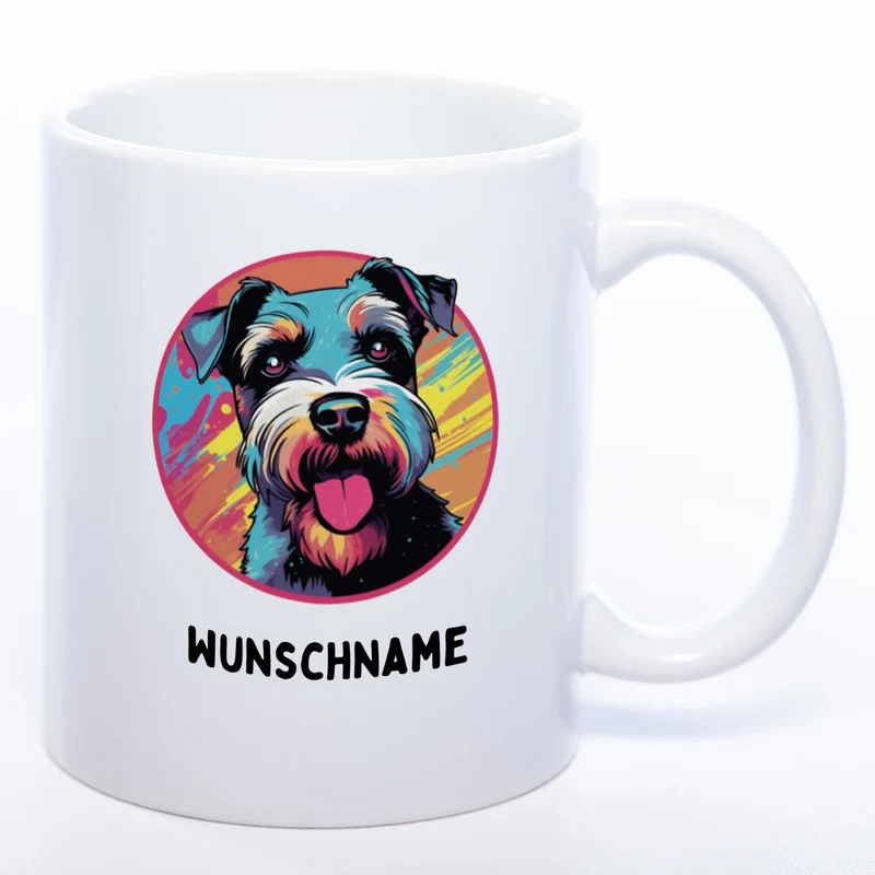 Mug Art Tasse mit Schnauzer Motiv & wahlweise mit NAME - Kaffeetasse StickyWorld Exclusive
