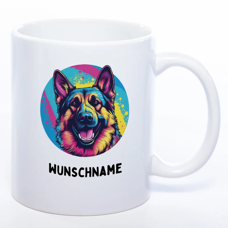 Mug Art Tasse mit Schäferhund Motiv 2 & wahlweise mit NAME - Kaffeetasse StickyWorld Exclusive