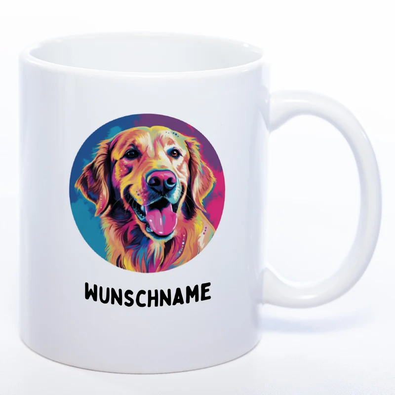 Mug Art Tasse mit Golden Retriever Motiv 2 & wahlweise mit NAME - Kaffeetasse StickyWorld Exclusive