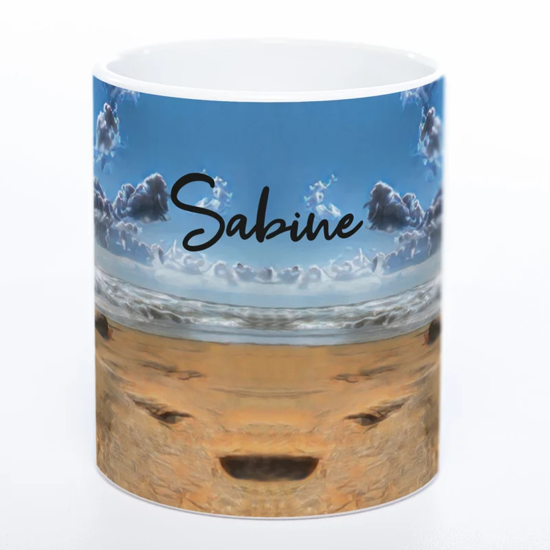 Tasse mit Strandbild Treibholz und Deinem Namen - Tolle Geschenkidee - spülmaschinenfest