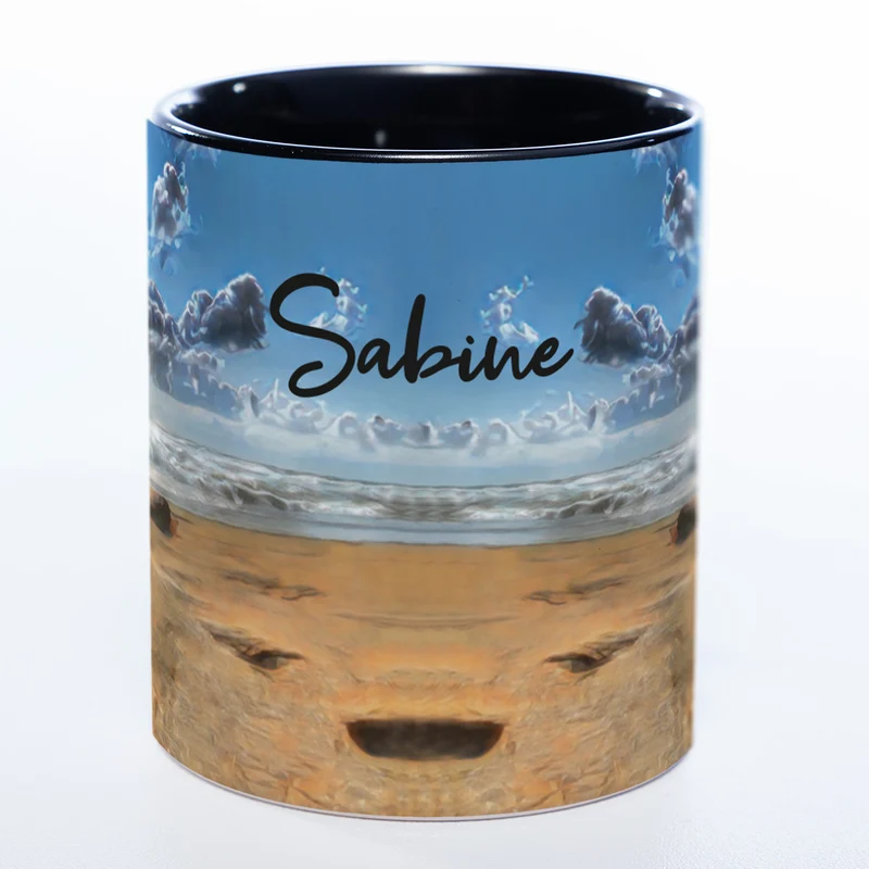 Tasse mit Strandbild Treibholz und Deinem Namen - Tolle Geschenkidee - spülmaschinenfest