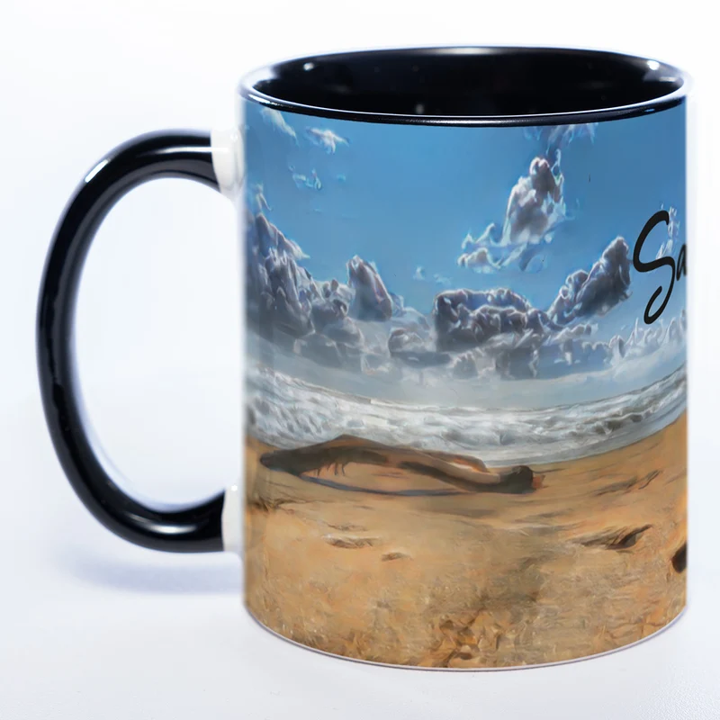 Tasse mit Strandbild Treibholz und Deinem Namen - Tolle Geschenkidee - spülmaschinenfest