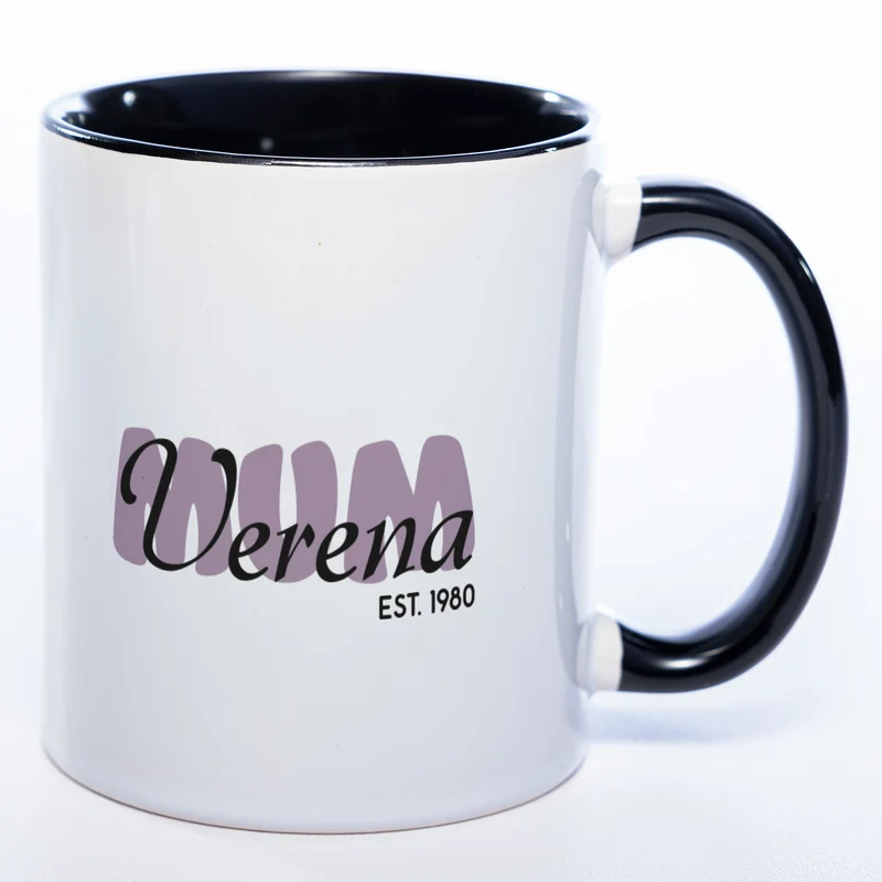 Tasse "MUM" mit Namen und Geburtsjahr - Tolle Geschenkidee zu Muttertag spülmaschinenfest