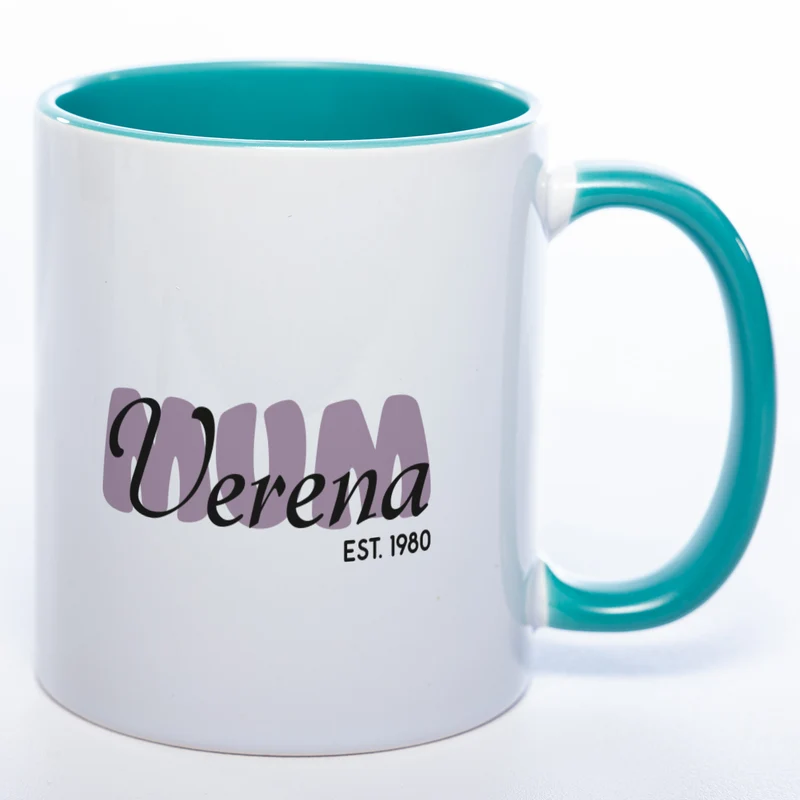 Tasse "MUM" mit Namen und Geburtsjahr - Tolle Geschenkidee zu Muttertag spülmaschinenfest