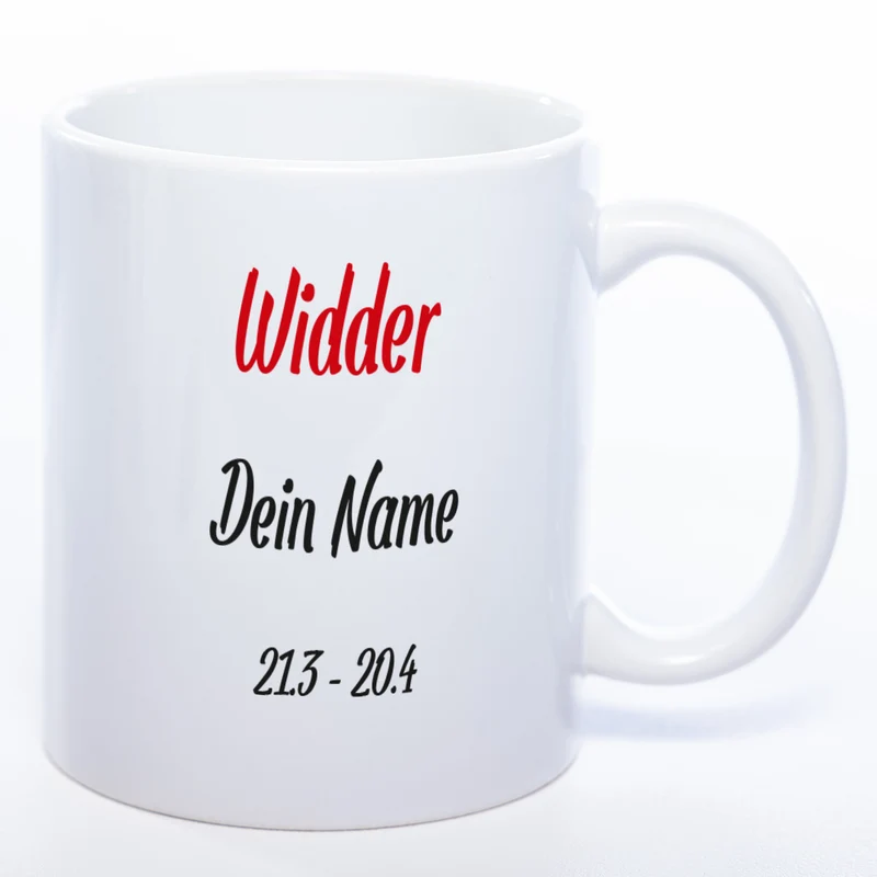 Sternzeichen -Tasse mit Namen und Geburtsdatum - spülmaschinenfest